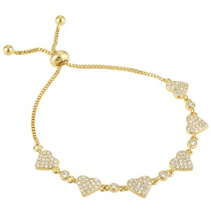 Junior Jewels 14K Gold Over Brass Cubic Zirconia Hearts Bolo Bracelet - 1 of 2