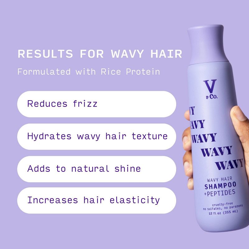 V&#38;Co. Beauty Wavy Hair + Peptide Shampoo 12oz, 6 of 14
