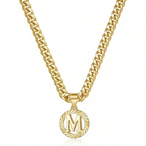 Initial Necklace, Dainty Letter Pendant with Cuban Chain for Women - 1 of 4