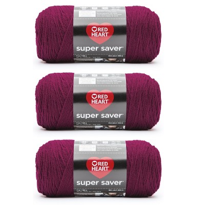 Red Heart Super Saver Yarn 3 Pack-Mulberry