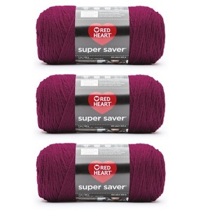 Red Heart Super Saver Yarn 3 Pack-Mulberry - 1 of 4