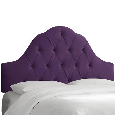 Arched Tufted Headboard - Velvet Aubergine - Queen - Skyline Furniture