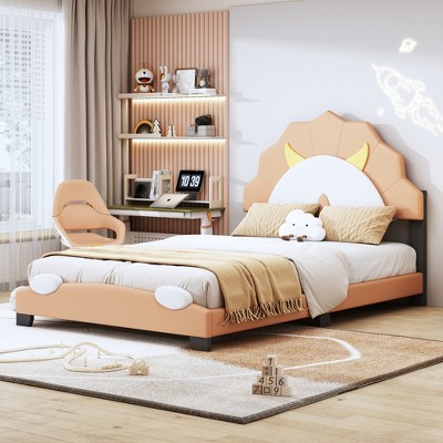 Twin Size Upholstered Platform Bed Frame With Lion-shaped Headboard ...