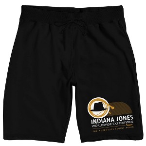 Indiana Jones And The Dial Of Destiny Worldwide Expeditions Men's Black Sleep Pajama Shorts - 1 of 4