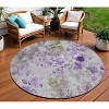 Purple Lavender And Artichoke Green Floral Washable Indoor Outdoor Area Rug - 2 of 4