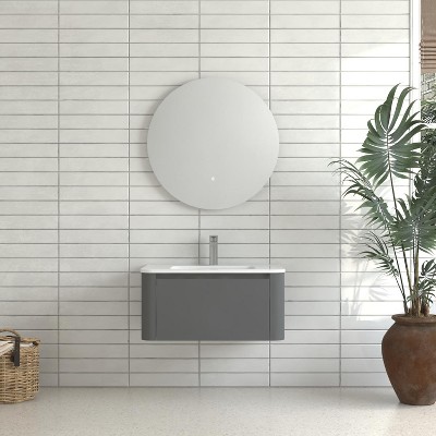 GDFStudio Mohaven Modern Wall-Mounted Bathroom Vanity with Integrated Basin and Soft-Close Drawer