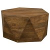 35" Natural Mango Wood Hexagonal Top Coffee Table with Sculpted Triangular Facets, Perfect for Organic and Timeless Living Spaces - 2 of 4