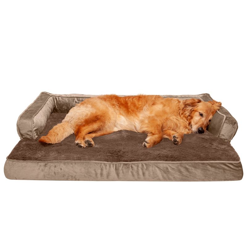 FurHaven Plush & Velvet Comfy Couch Orthopedic Sofa-Style Dog Bed, 1 of 7