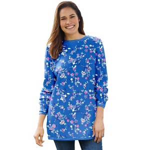 Woman Within Plus Size Waffle Thermal Sweatshirt - 1 of 4