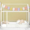 MAYEERTY Full Size Metal House Bed Frame, Fence, Kids Teens Bedroom, Pink - 2 of 4