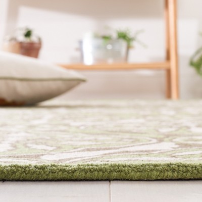 Hand-Knotted Brown and Green Wool Area Rug, 3'9" x 5'9"