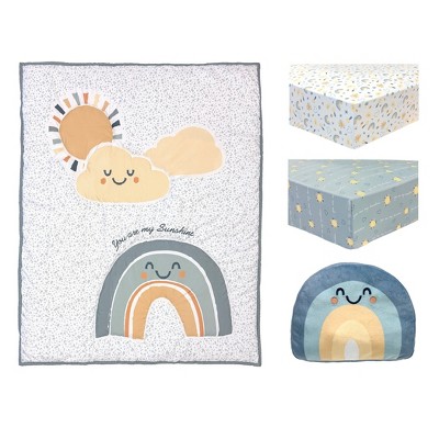 Sammy & Lou Sunshine and Rainbows Baby Nursery Crib Bedding Set - 4pc