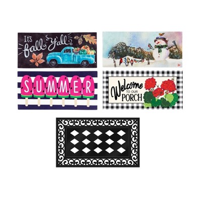 Evergreen Flag Sassafras Doormat Vibrant and Bright Spring, Summer Fall Winter Floormat Set of 5