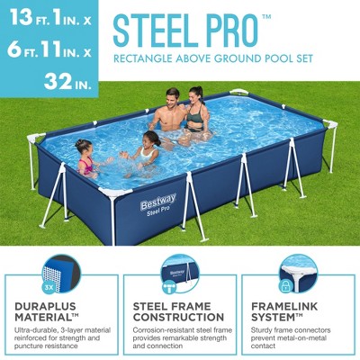 Bestway Steel Pro 13 ft x 32 in Rectangular Above Ground Pool with Filter and Pump