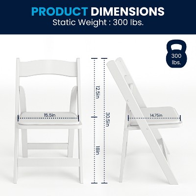 Elegant White Beechwood Folding Chair with Detachable Cushion