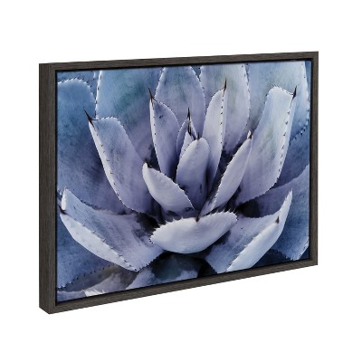 Violet Cactus Framed Canvas Print, 18x24, Dark Gray Frame