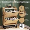 Fluted Shoe Cabinet with 2 Flip Drawers - Slim Modern Shoes Rack with Sturdy Metal Legs, Freestanding Hidden Storage Organizer - 4 of 4