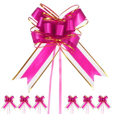 Unique Bargains Plastic Gold Edge Satin Gift Wrap Bows Pull Bows 20 Pcs