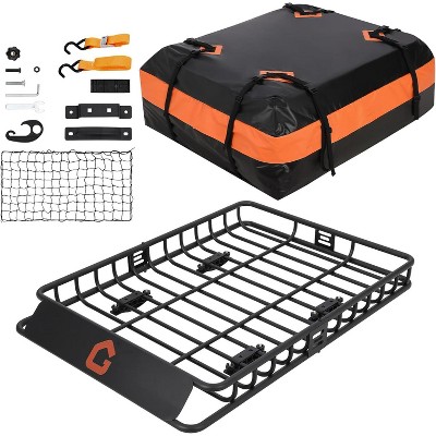 Roof Rack,Heavy Duty Car Rooftop Cargo Carrier Basket with Cargo Net,Luggage Holder with Extension for Universal,Pick Up Trucks