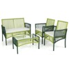 Tangkula 4PCS Round Wicker Conversation Set W/ Cushions Tempered Glass Side Table Patio - 3 of 4