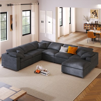129.3" Oversized Modular L Shaped Sectional Sofa with Ottoman for Living Room and Spacious Space - ModernLuxe