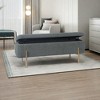 GDFStudio Baldwin Modern 43.7" Chenille  Upholstered Storage Ottoman with Dual Hinges, Green - 2 of 4