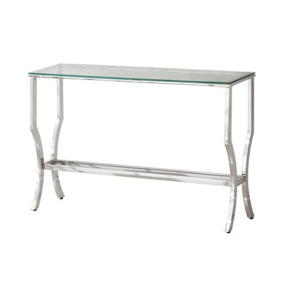 Coaster Home Furniture CoasterEssence Ultra Glamorous Rectangular Sofa Table with 2 Mirrored Shelves for Entryway, Hallway, or Living Room, Chrome