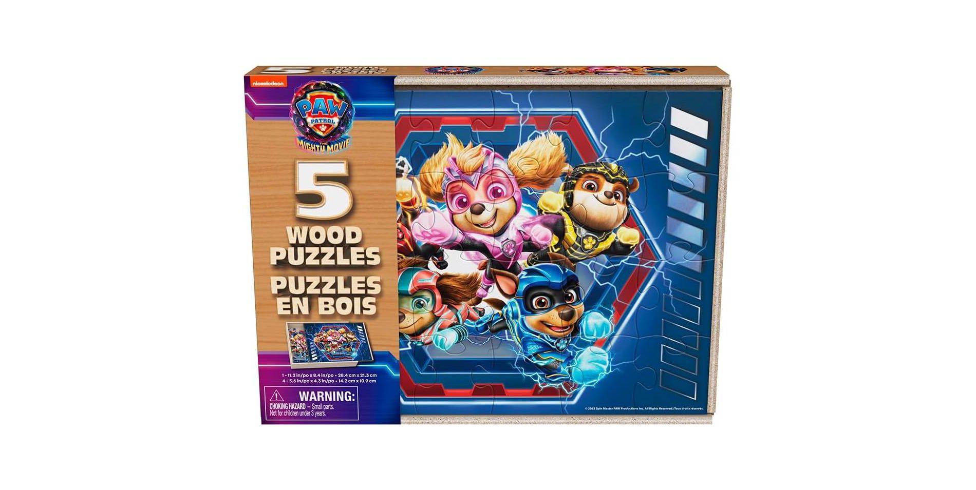 Paw Patrol 5-Pack Wood Puzzle - Join Chase, Marshall, and The Gang in Adventure