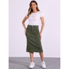 INSPIRE CHIC Women's Casual High Waist Stretchy Midi Jean Skirt - 4 of 4