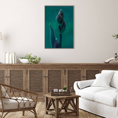 Amanti Art 23"x33" Blue Charade by Chris Hamilton Framed Canvas Wall Art Print : Modern Lithograph, Polystyrene Frame