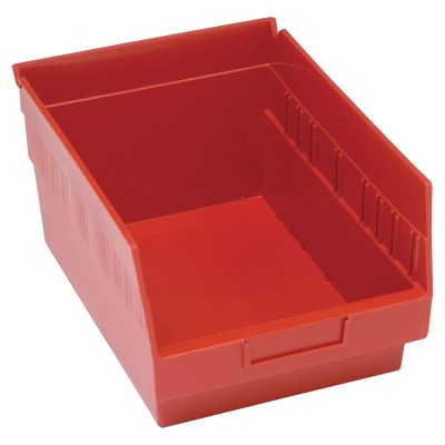 Quantum Storage Systems Economy Shelf Bin, Nesting, 11-5/8"W X 8-3/8"D X 6"H, (7) Divider Slots, Rear Hanglock,