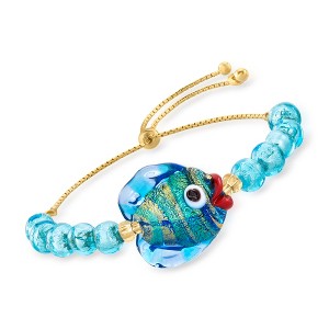 Ross-Simons Italian Multicolored Murano Glass Fish and Bead Bolo Bracelet With 18kt Gold Over Sterling Size - 1 of 4