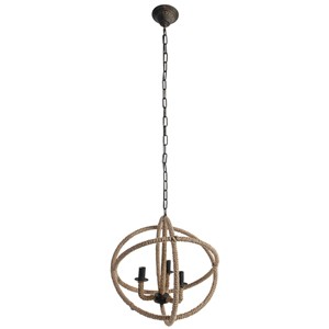 A & B Home 20.5" Decorative Tan and Black Cade 3-Light Roped and Metal Hanging Chandelier - 1 of 1