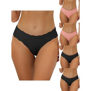 Allegra K Women's Unlined No-Show Stretch Laser Cut Solid 5 Packs Briefs - 1 of 4