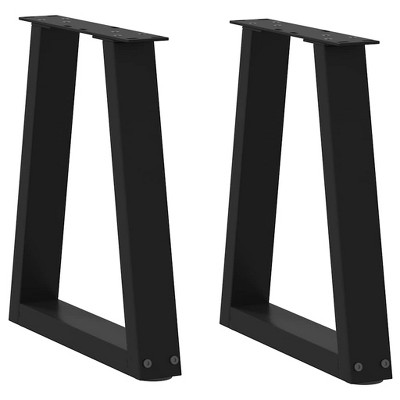 vidaXL Dining Table Legs, V-Shape 2 Pieces, Black, 28 x (42-43.3) cm, Steel, Leg for Table, Dining Room Table Leg, Table Leg for Dining Table