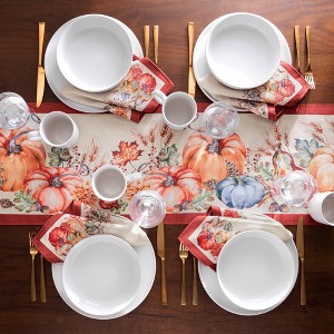 Botanical Harvest Pumpkin Engineered Table Runner - Multicolor - 13x70 - Elrene Home Fashions - 1 of 4