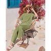 Ekouaer Lounge Set for Women Travel Outfits 2 Piece Sets Short Sleeve Sweater Top Wide Leg Long Pants Loungewear - 2 of 4
