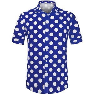 Lars Amadeus Men's Summer Polka Dots Button Down Short Sleeves Hawaiian Shirts - 1 of 4