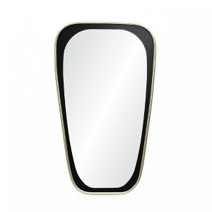 LuxenHome 30-Inch Tall Oblong Slim Black with Gold Iron Metal Frame Wall Mirror - 1 of 4