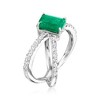 Ross-Simons 1.80 Carat Emerald and .60 ct. t.w. White Topaz Crisscross Ring in Sterling Silver - 3 of 4