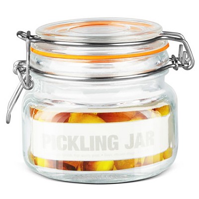 Home Basics 14 oz. Glass Pickling Jar with Wire Bail Lid and Rubber Seal Gasket