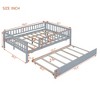 Twin/Full Size Wood Daybed with Trundle and Fence Guardrails - ModernLuxe - 3 of 4