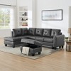 Sectional 3-Seaters Sofa , reversible recliner, Storage Pad and Wood Grain Cup Holder, Non-slip Leg, PU - 3 of 4