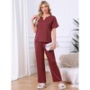 INSPIRE CHIC Womens Silky Pajama Sets Soft Lounge Sets Summer Pajamas Satin Short Sleeve V-neck - 2 of 4