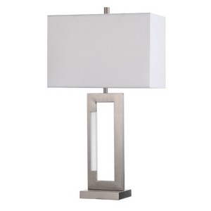 Steel Table Lamp Brushed Steel Finish - StyleCraft: Contemporary Design, Adjustable Head Tilt, UL Listed, E26 Socket - 1 of 3