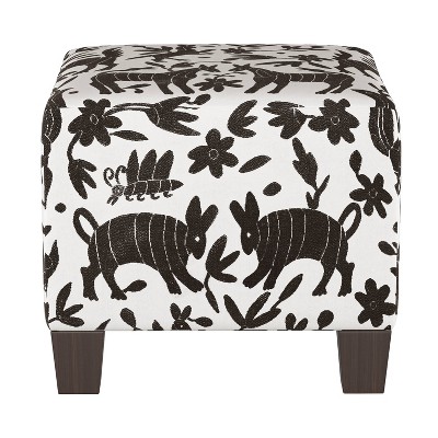 Square Ottoman in Pinata Tuxedo Black/White - Skyline Furniture