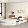 Okak Full Platform Bed Frame with Twin Trundle and 2 Drawers Modern Bed with High Gloss Headboard No Springs Required Easy Assembly, White - 2 of 4