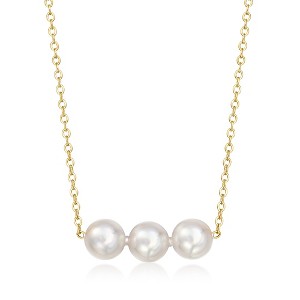 Ross-Simons 5mm Cultured Akoya Pearl Trio Necklace in 14kt Yellow Gold Size 16 - 1 of 3