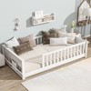 KWPZQEB Twin Size Floor Bed Frame with Safety Guardrails & Book Rack, Wood Floor Bed with Fence, Montessori Floor Beds for Girls and Boys - 3 of 4