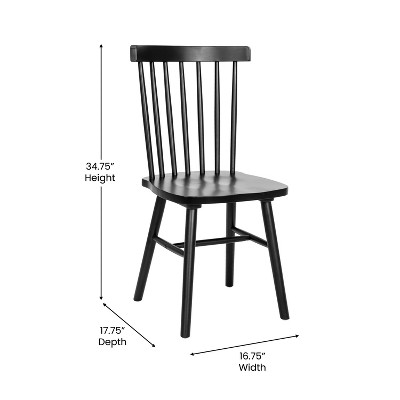 Black Solid Wood Upholstered Windsor Side Chairs, Set of 2